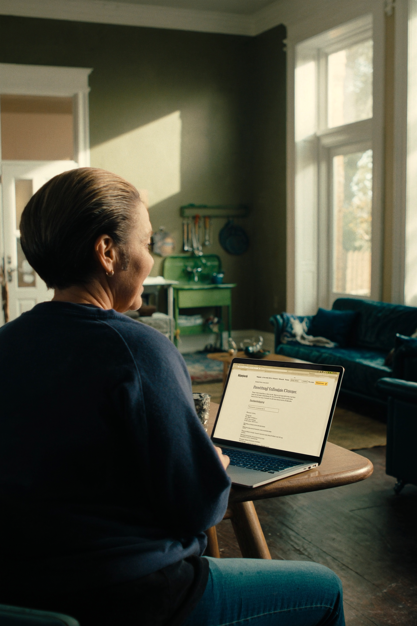 Woman researching health information on laptop