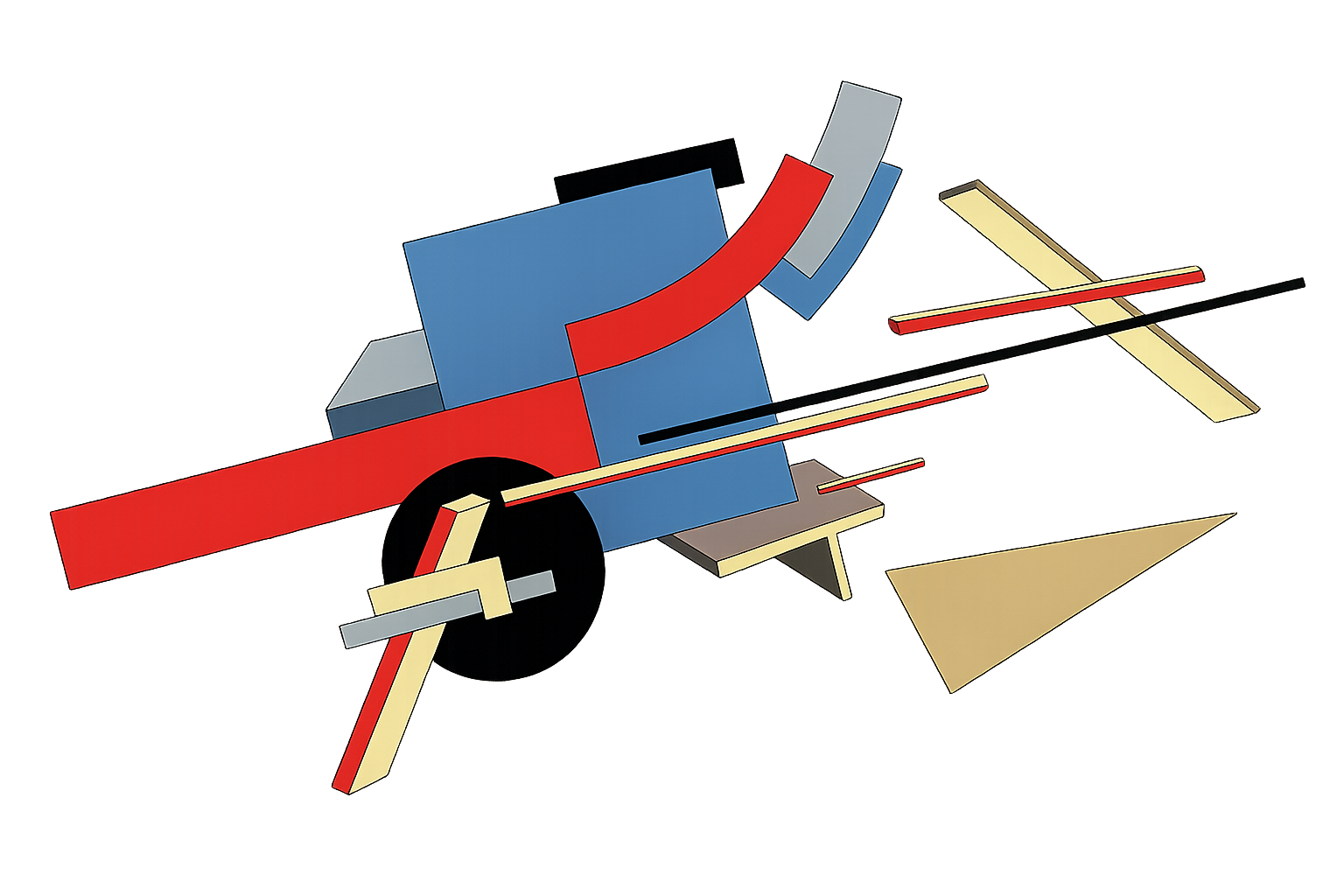 Suprematist abstract composition of geometric shapes