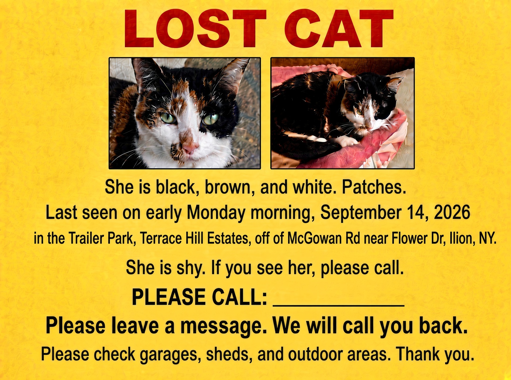 Missing Cat Poster for Patches: A Printable Neighborhood Notice