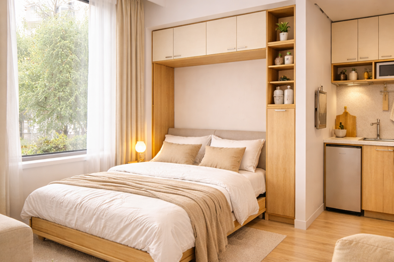 Bedroom with murphy bed