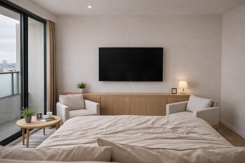Bedroom with city view