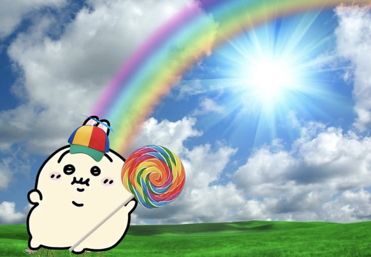 Momonga with rainbow lollipop