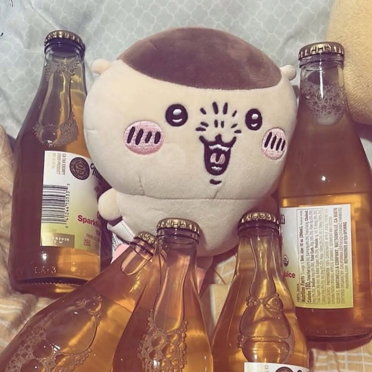 Momonga plush with drinks