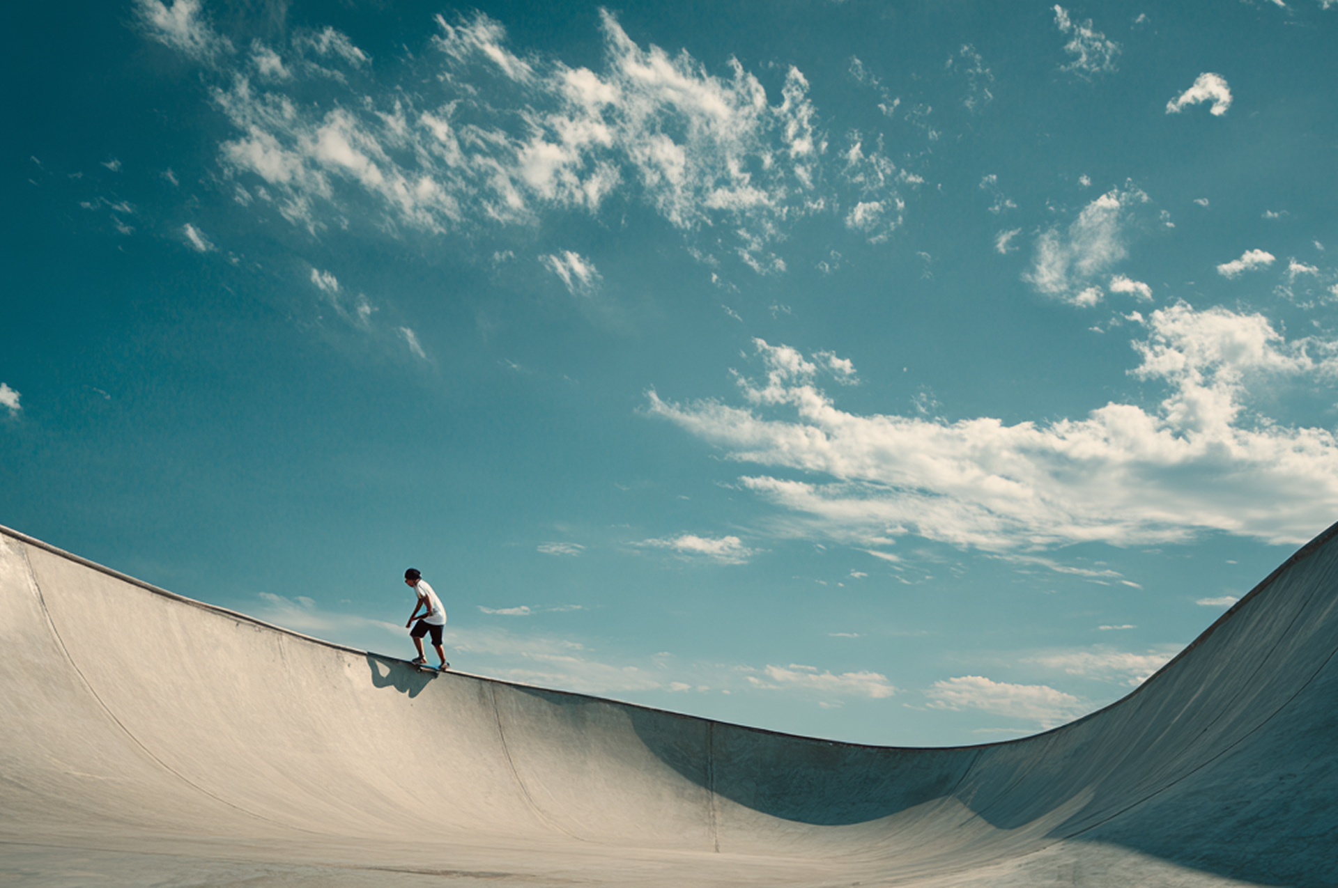 Skateboarder on halfpipe