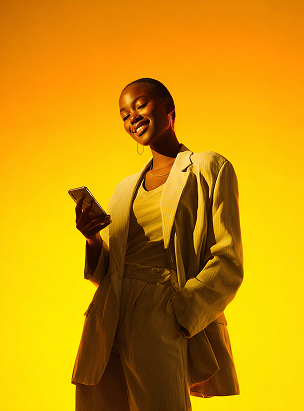 Yellow suit, yellow bg