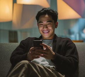 Man smiling with phone