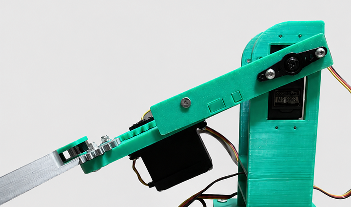 Side view of Snipit robotic arm showing linear actuation mechanism