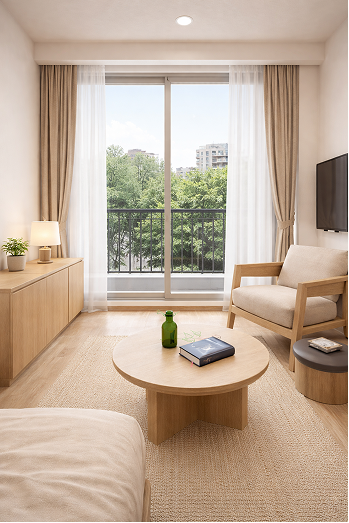 Living space with balcony
