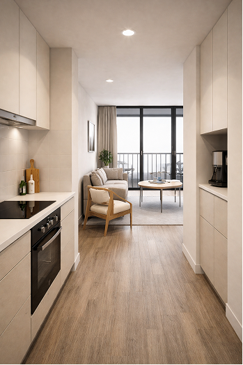 Kitchen and living area