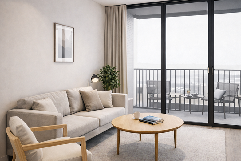 Living room with balcony