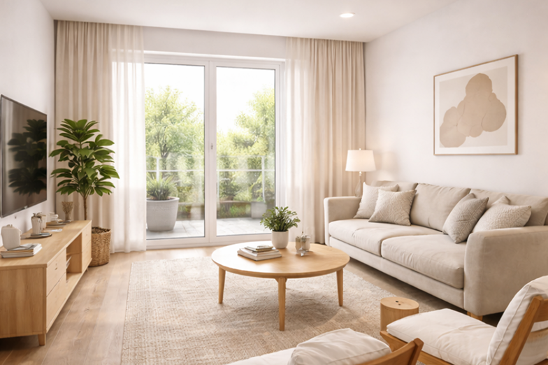 Living room with balcony