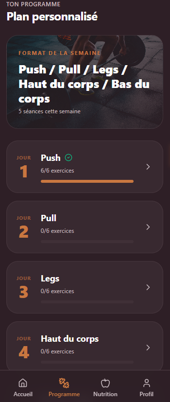 Xform Programme - Plan personnalisé Push Pull Legs