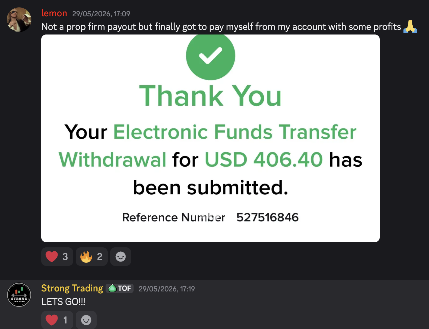 Lemon — $406.40 EFT withdrawal confirmation