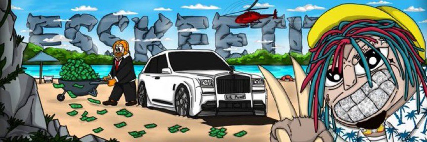 ESKETIT artwork featuring a luxury car and a rapper on a beach