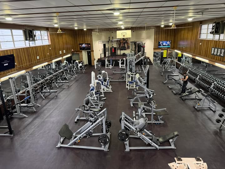 Greater Gym main training floor — full overhead view of equipment