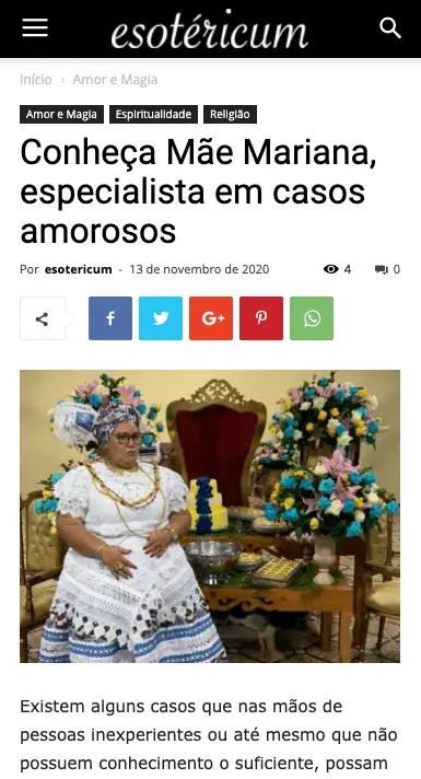 Conheça Mãe Mariana, especialista em casos amorosos