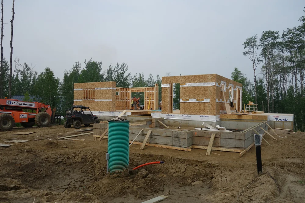 Early framing with concrete foundation