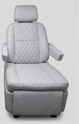 A single gray quilted reclining chair with the Oxygen Health Systems logo on its headrest