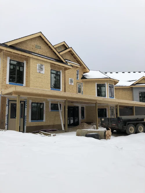 Winter construction two-story with OSB sheathing