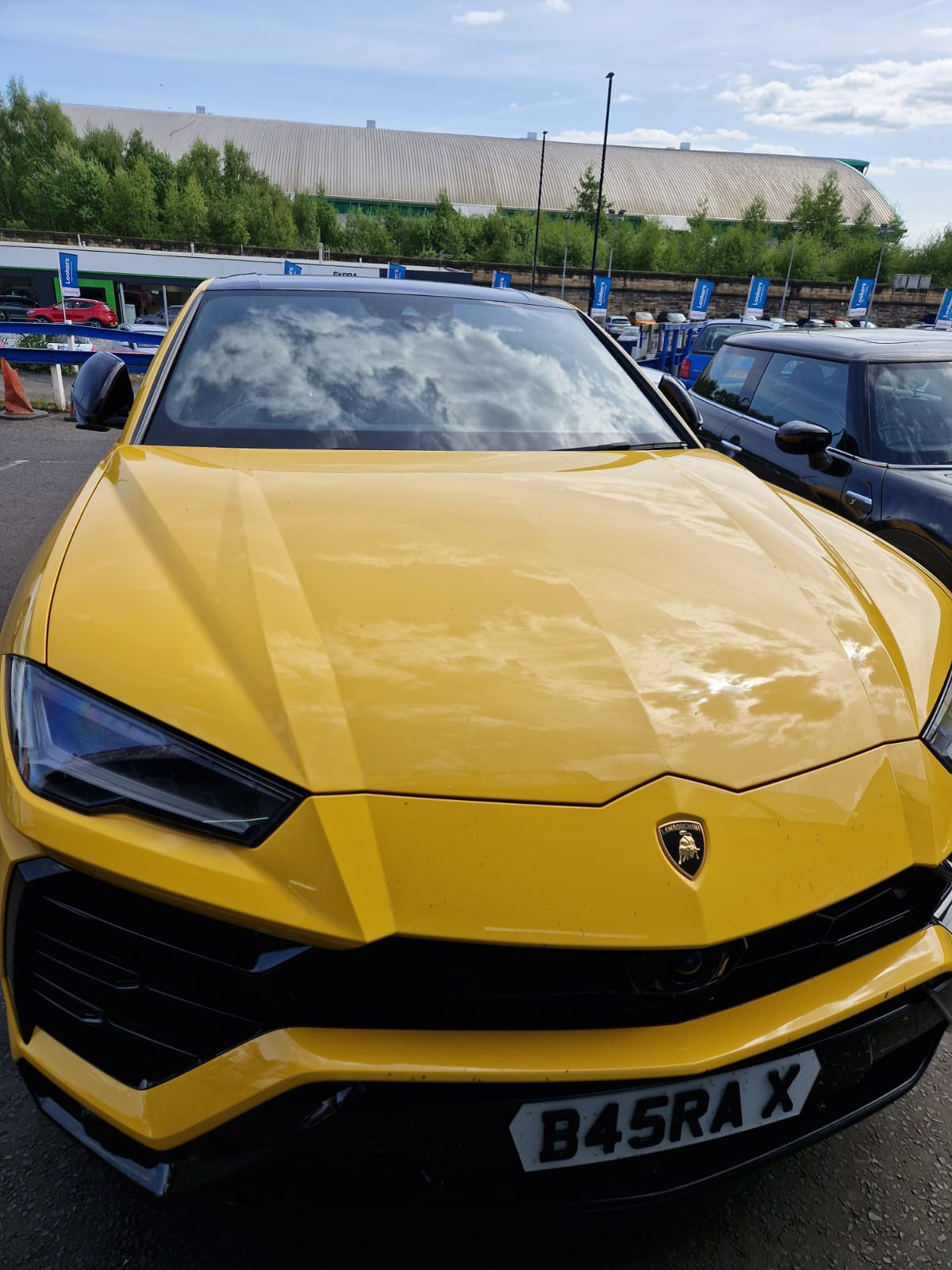 Yellow Lamborghini Urus front
