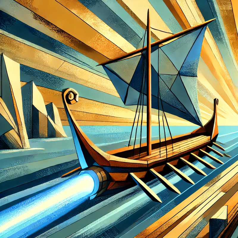 Artistic representation of a Tarida boat - symbolizing our journey of innovation