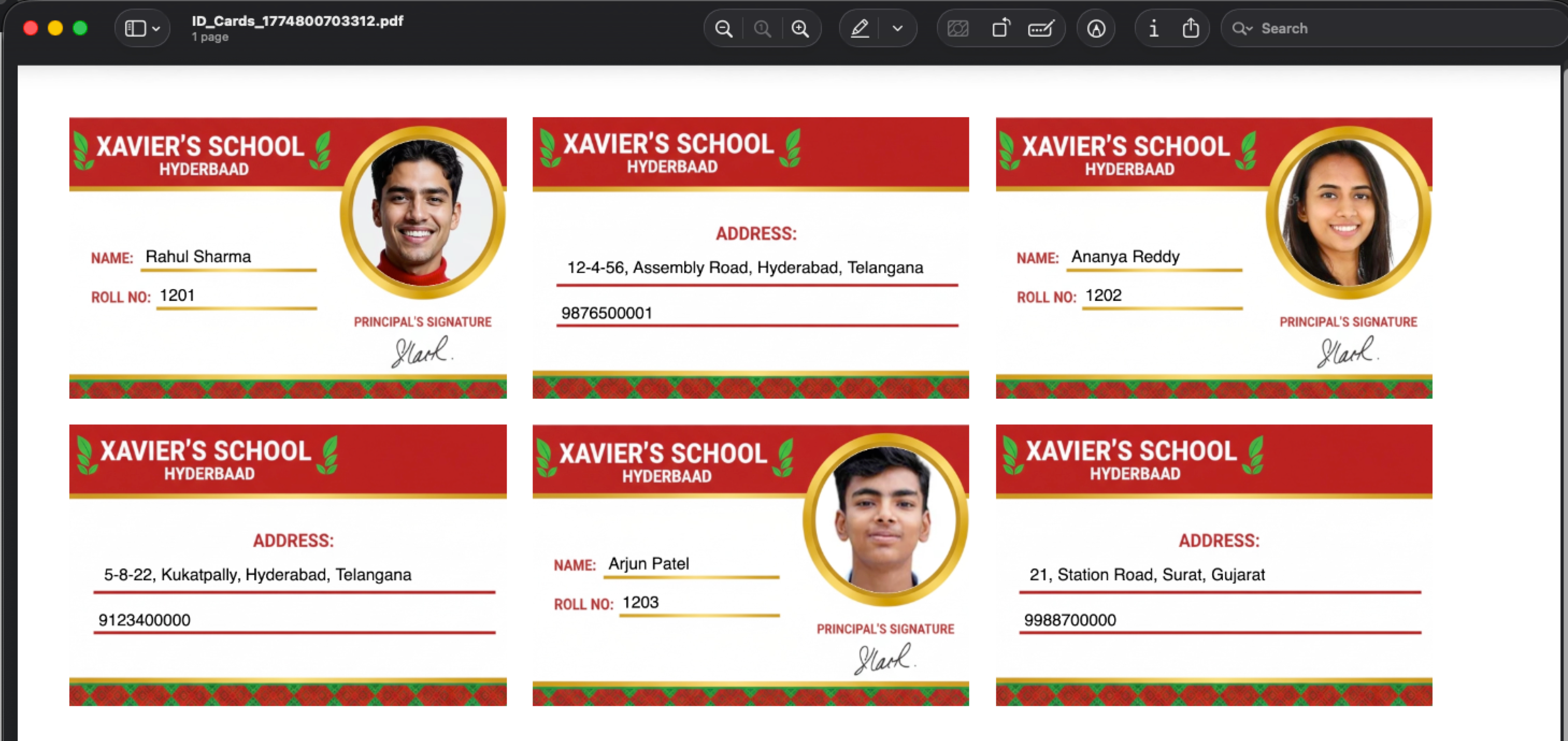 ID cards in horizontal and vertical layouts