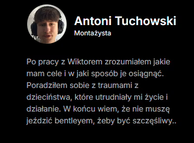 Opinia: Antoni Tuchowski - Po pracy z Wiktorem zrozumiałem jakie mam cele