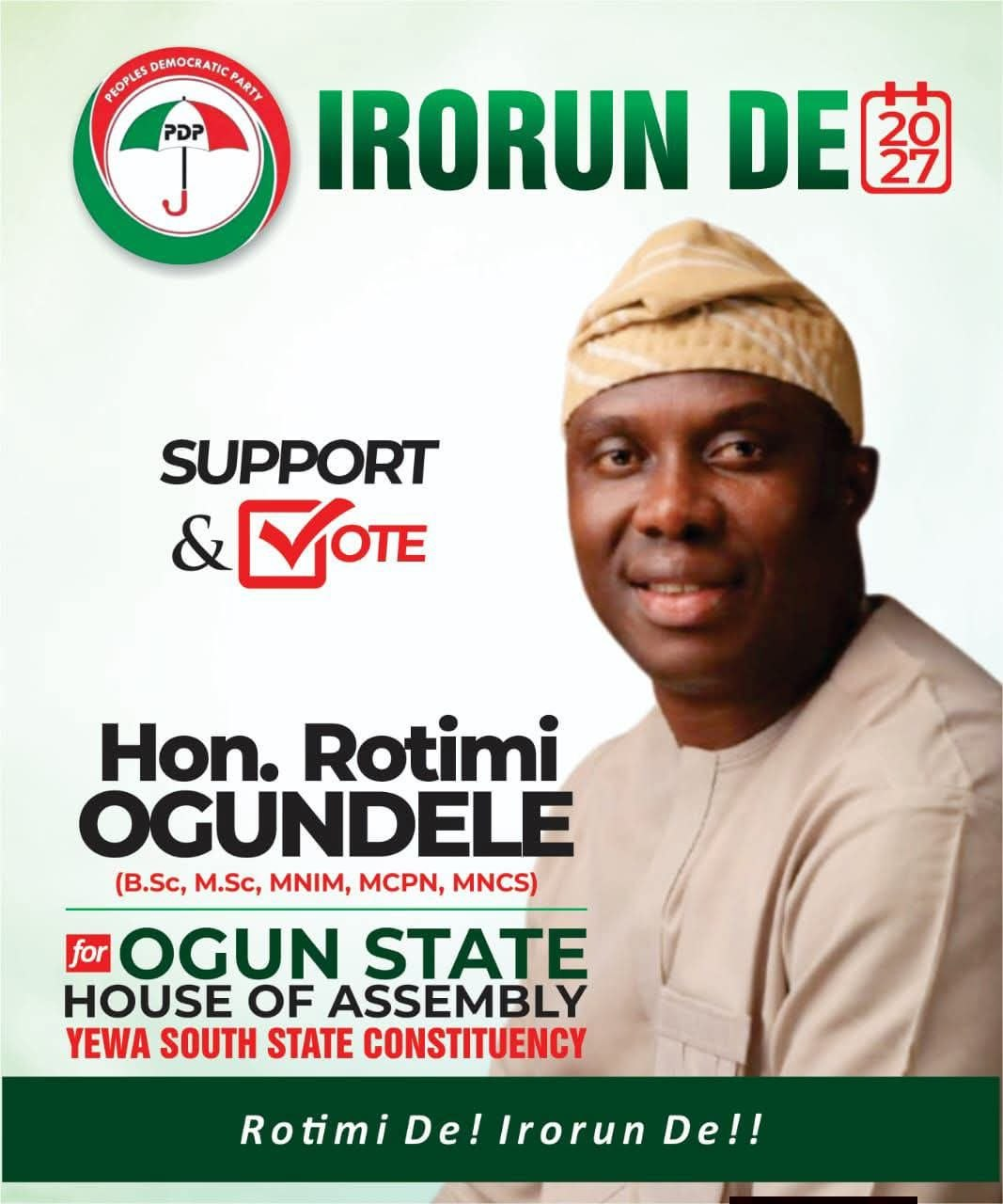 Campaign portrait of Hon. Rotimi Ogundele for Ogun State House of Assembly