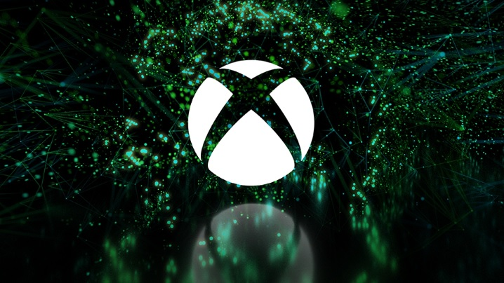 Xbox logo in a green digital landscape