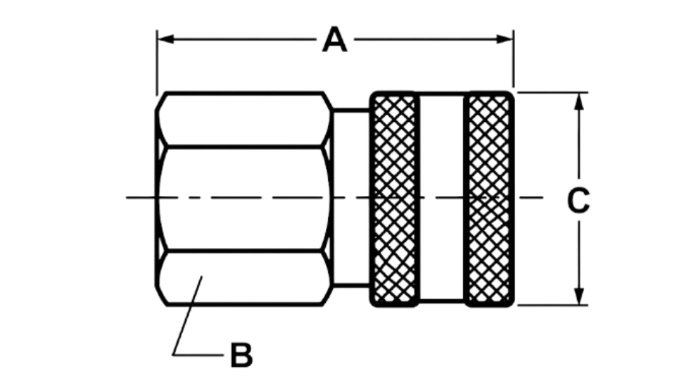Coupler Female Thread dimensional diagram