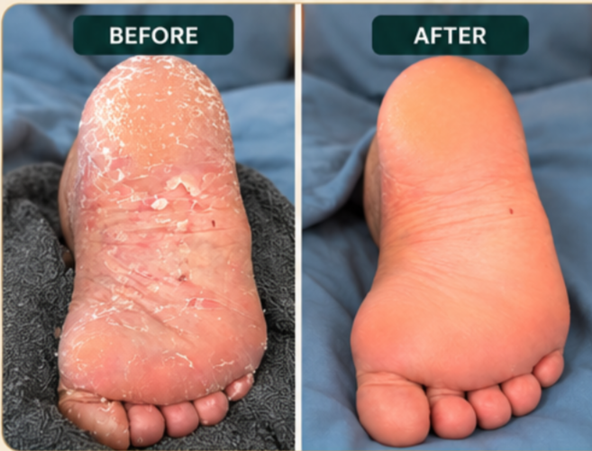 Exfoliating foot treatment before and after