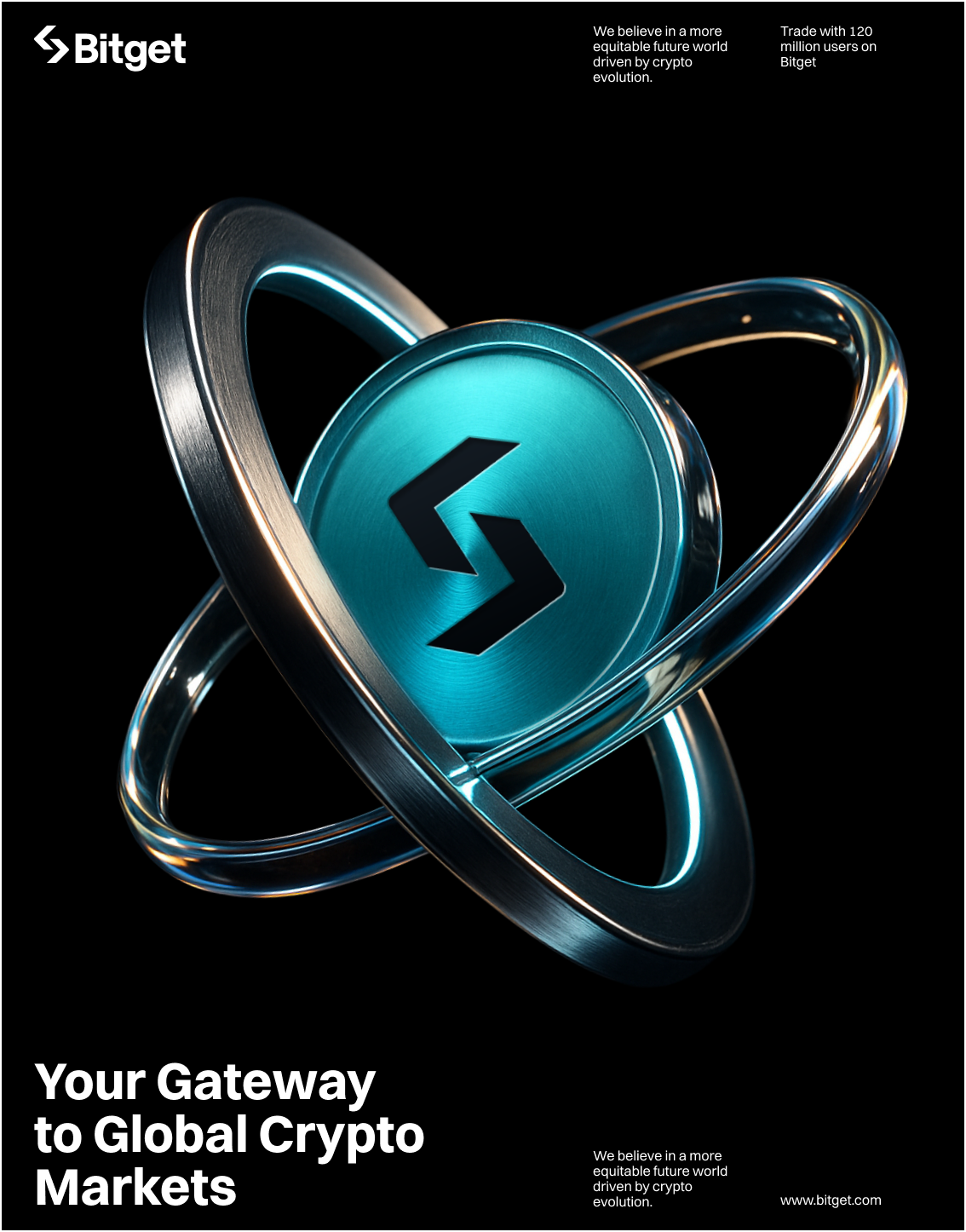 Your Gateway to Global Crypto Markets — hero image layout with Bitget orbit sculpture