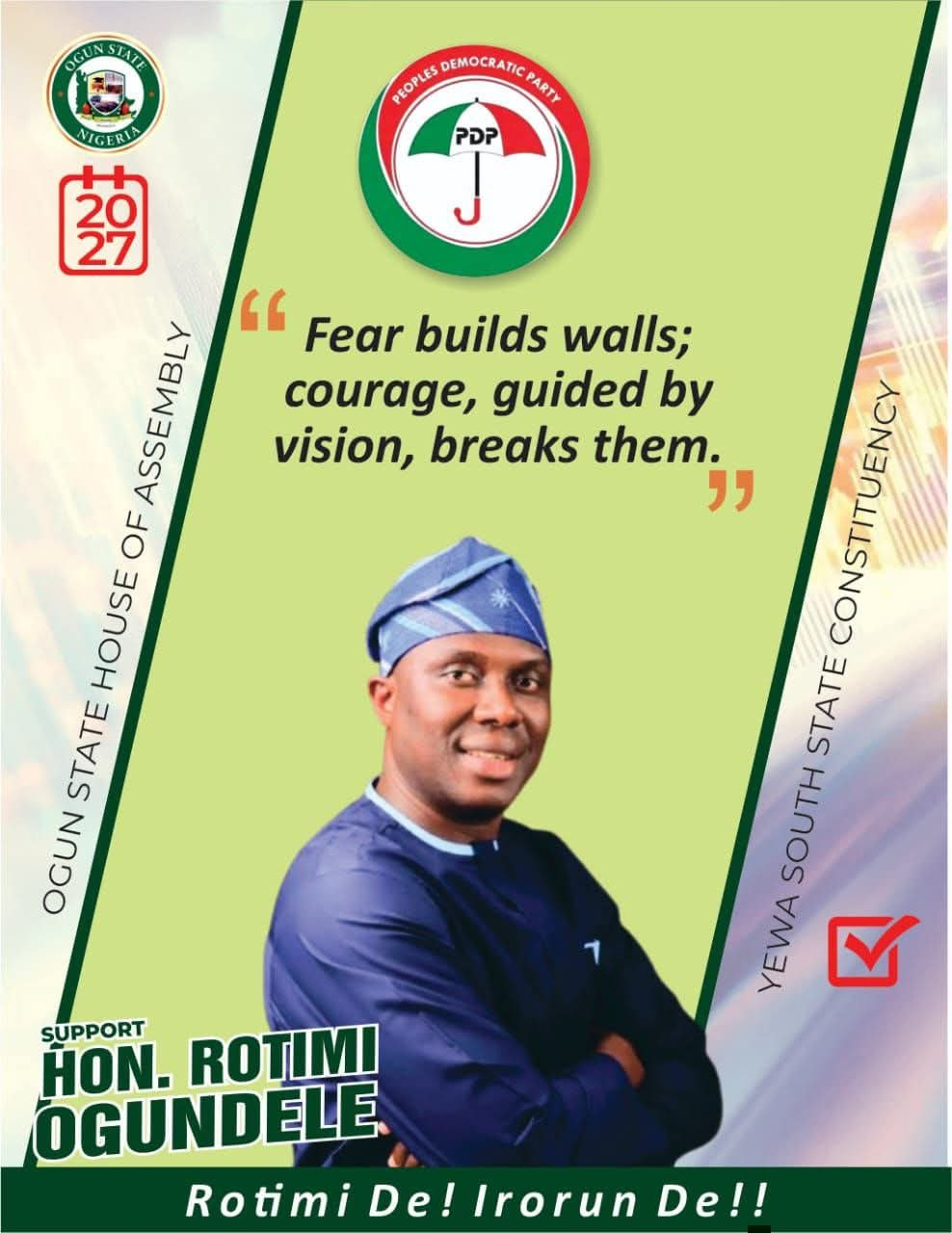 Campaign poster featuring a vision and courage message