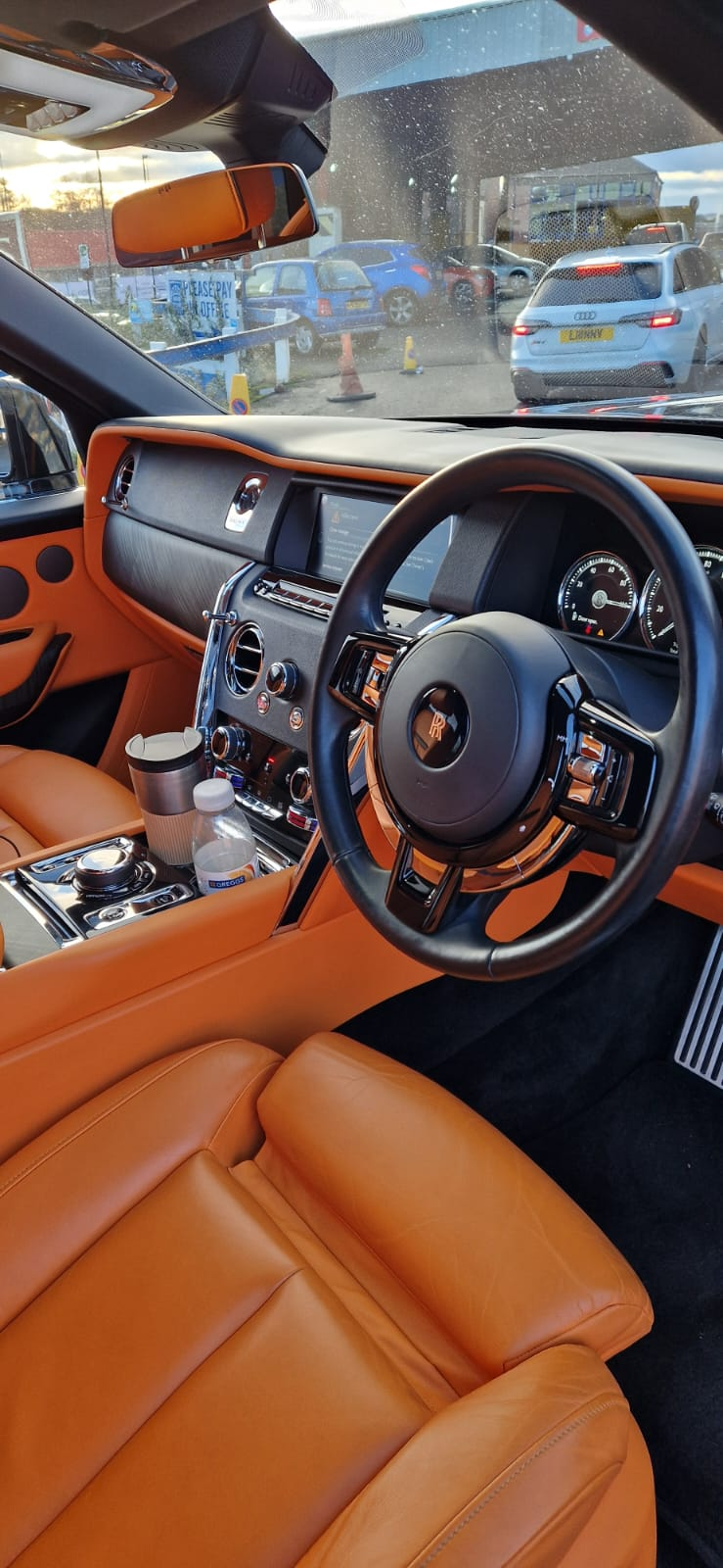 Rolls-Royce Cullinan tan leather interior and steering wheel