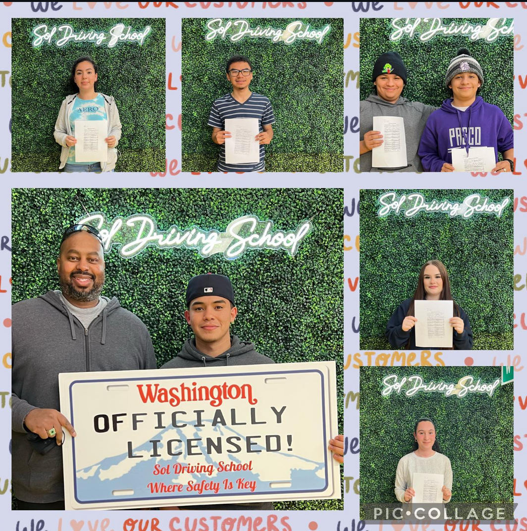 SOL Driving School students celebrating their licenses