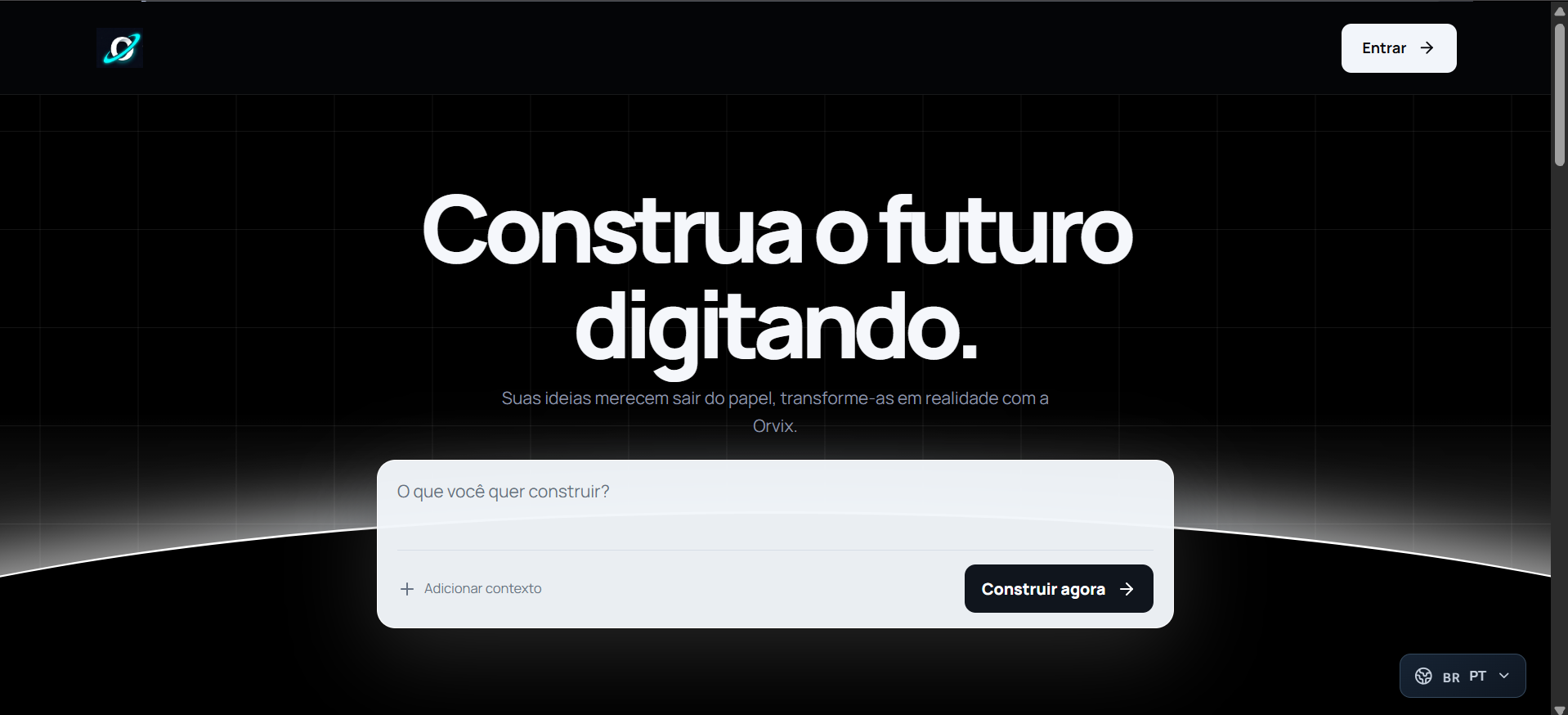 Demonstração visual da interface futurista do ORVIX