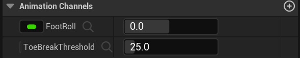 FootRoll and ToeBreakThreshold animation channels on the foot control