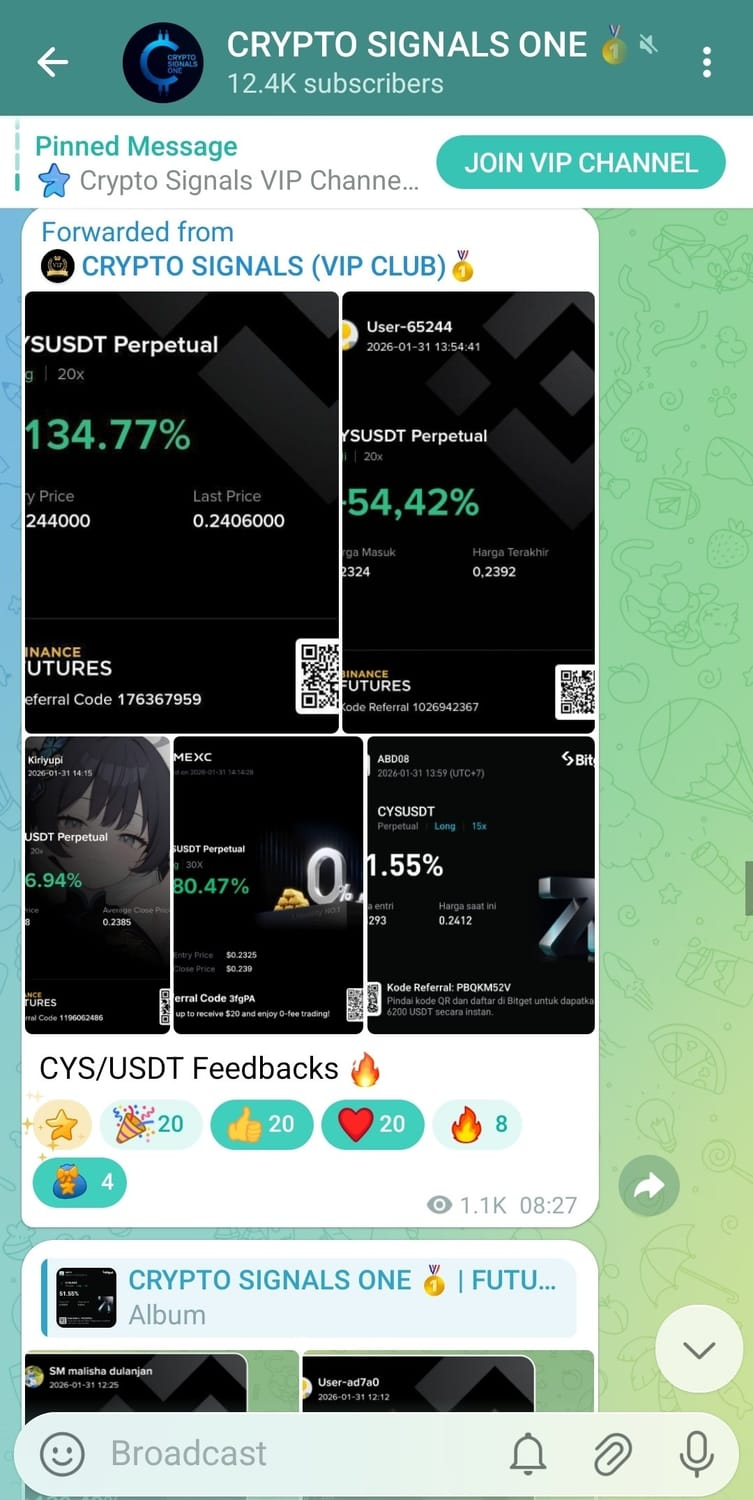 CYSUSDT feedback result from the Crypto Signals One archive