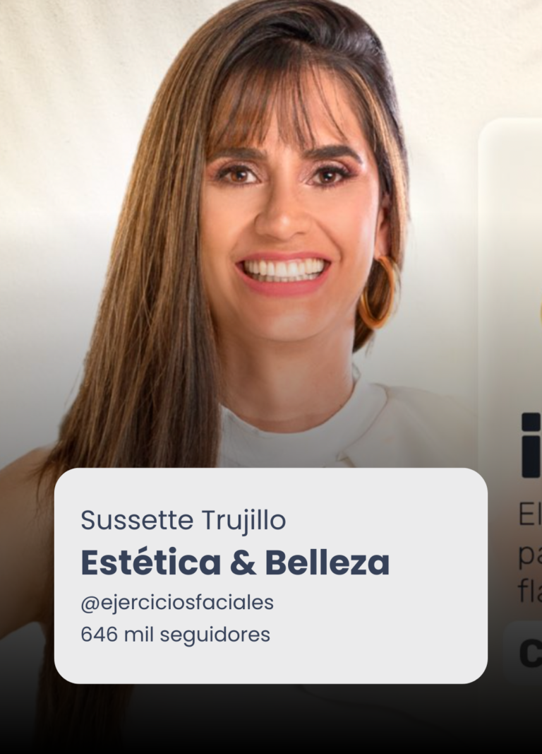 Presentación de Sussette Trujillo sobre estética y belleza, con retrato.