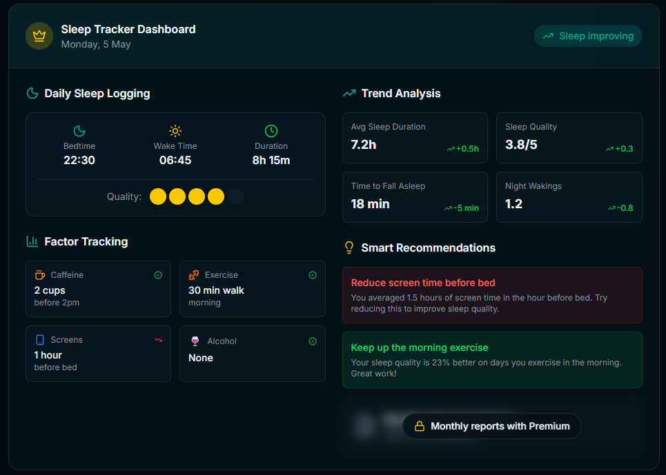 Sleep Tracker Dashboard Preview