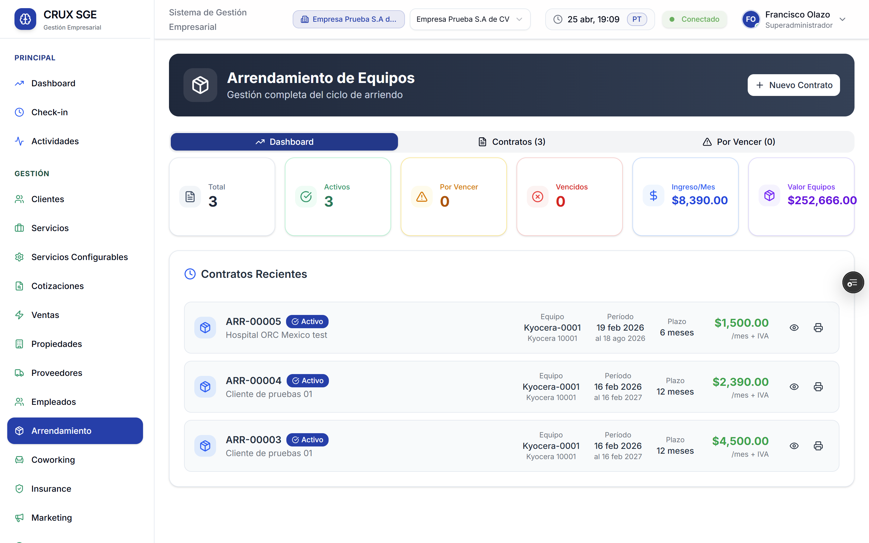 Arrendamiento de Equipos