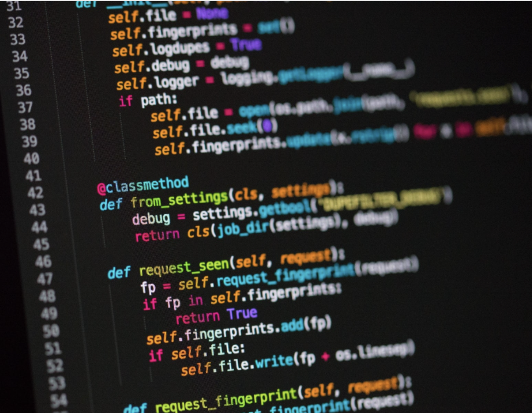 Code editor with colorful syntax highlighting showing Python code