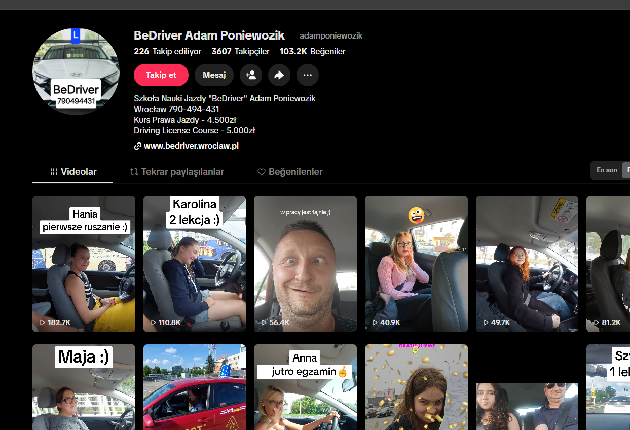 BeDriver TikTok — @adamponiewozik