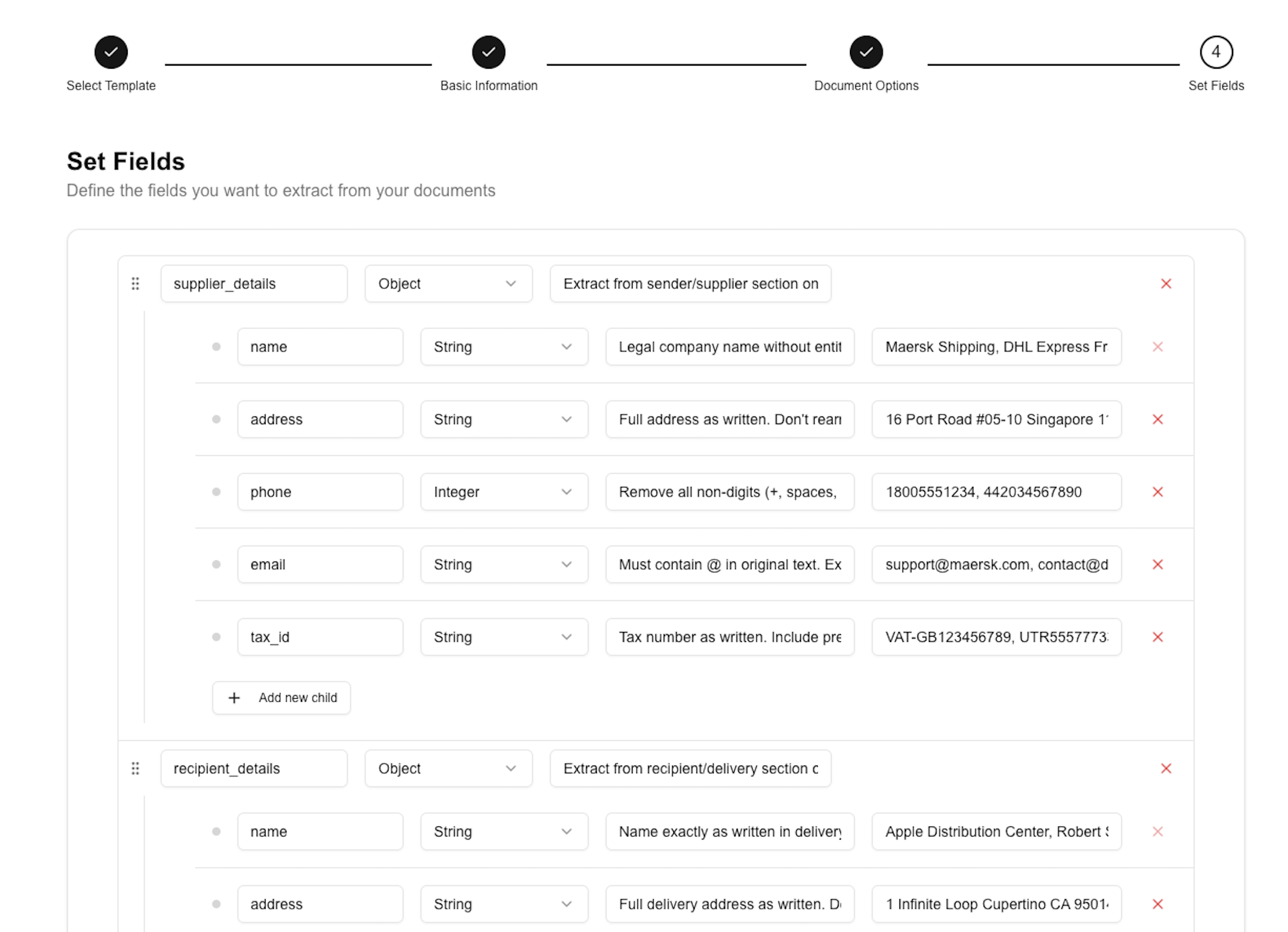 DocumentsFlow Schema Configuration Interface