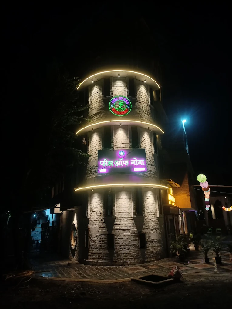 Feel of Goa iconic tower building at night