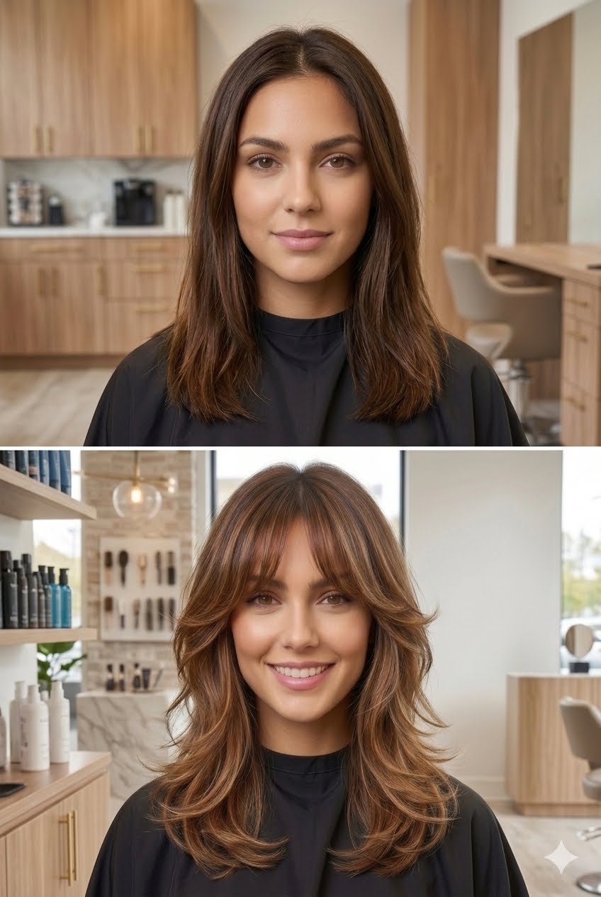 Butterfly Layered Cut & Curtain Bangs