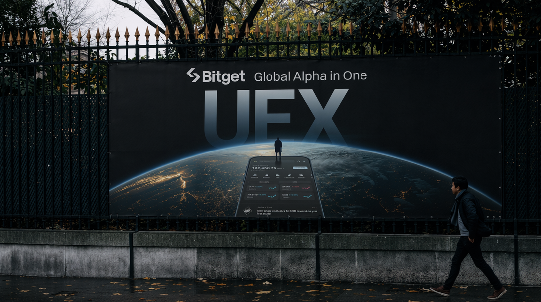 UEX billboard on Parisian iron fence — Global Alpha in One