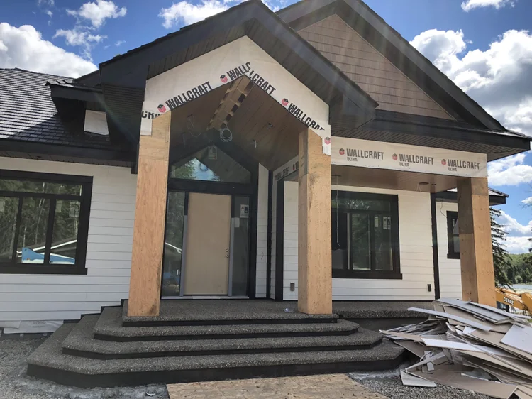 Front entry with exposed timber beams