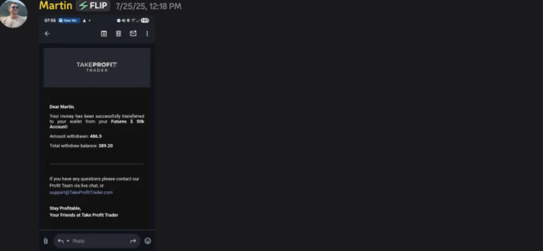 Martin — TakeProfitTrader $486.5 withdrawal, first payout