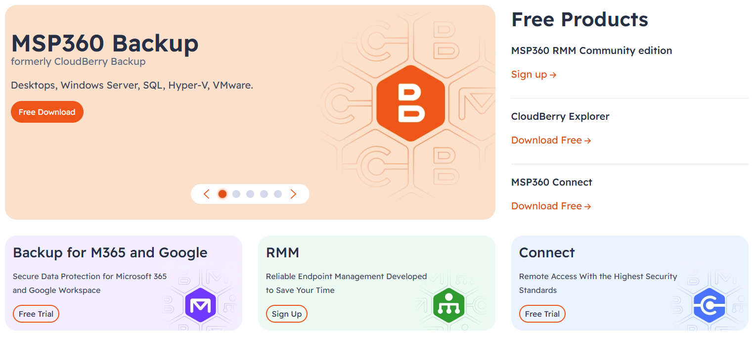 MSP360 homepage
